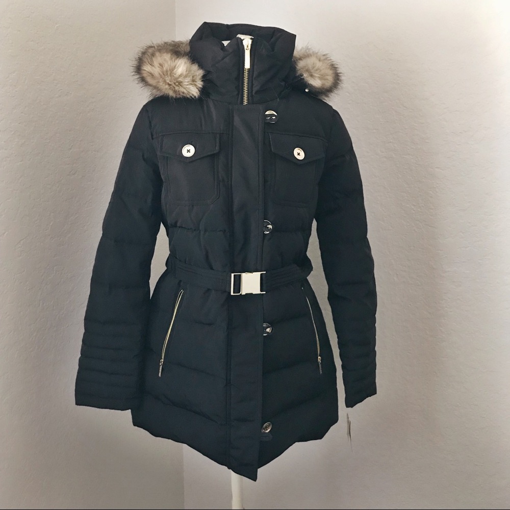 *NWT* Michael Kors Down Faux Fur Coat w/ Belt